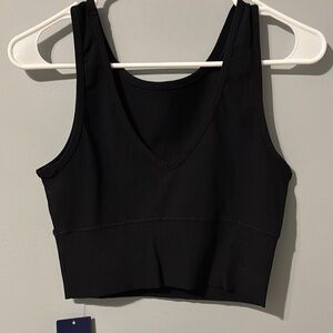 Black Ribbed Crop Top